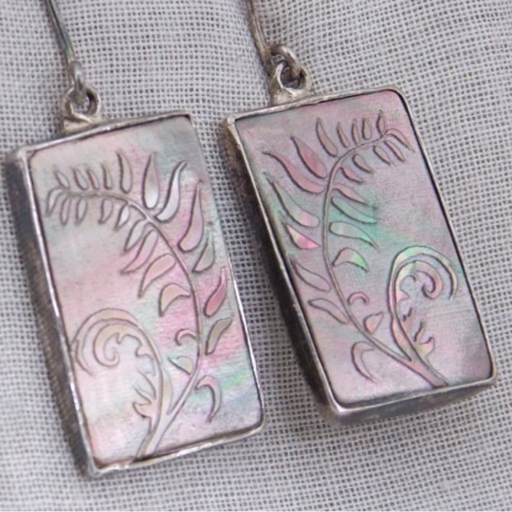 Designer Zarah Pastel Rectangular Pendant Earrings with Intricate Leaf Design